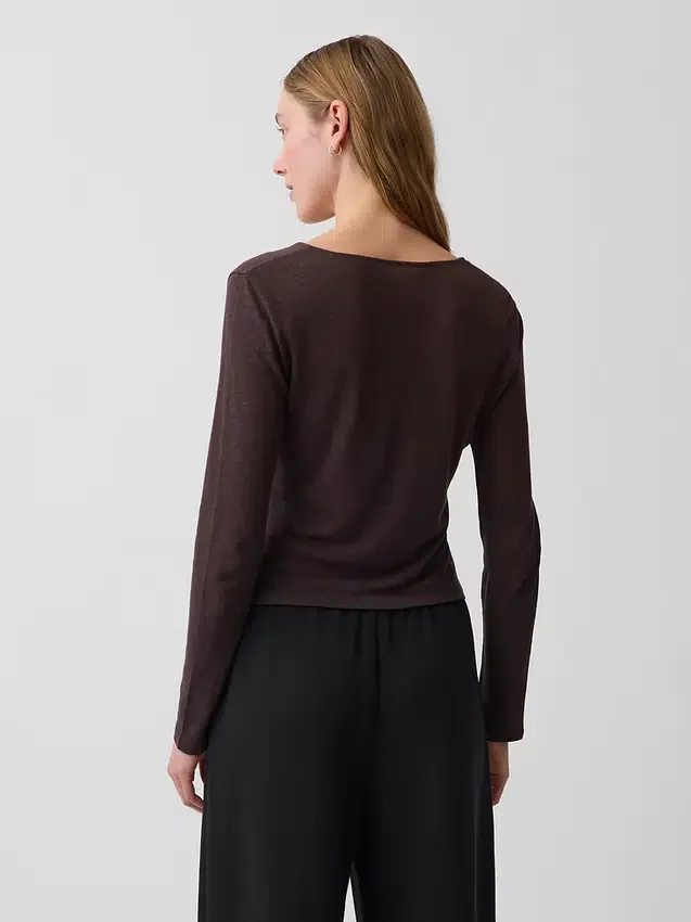 Cardigan con lazo delantero de mezcla de lino