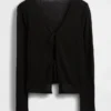 Cardigan con lazo delantero de mezcla de lino