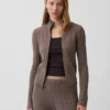 Cardigan corto con cremallera y tejido trenzado CashSoft