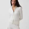Cardigan corto con cremallera y tejido trenzado CashSoft