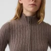 Cardigan corto con cremallera y tejido trenzado CashSoft