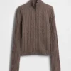 Cardigan corto con cremallera y tejido trenzado CashSoft