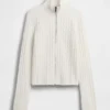 Cardigan corto con cremallera y tejido trenzado CashSoft