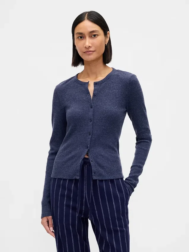 Cardigan de pijama con tejido tipo waffle
