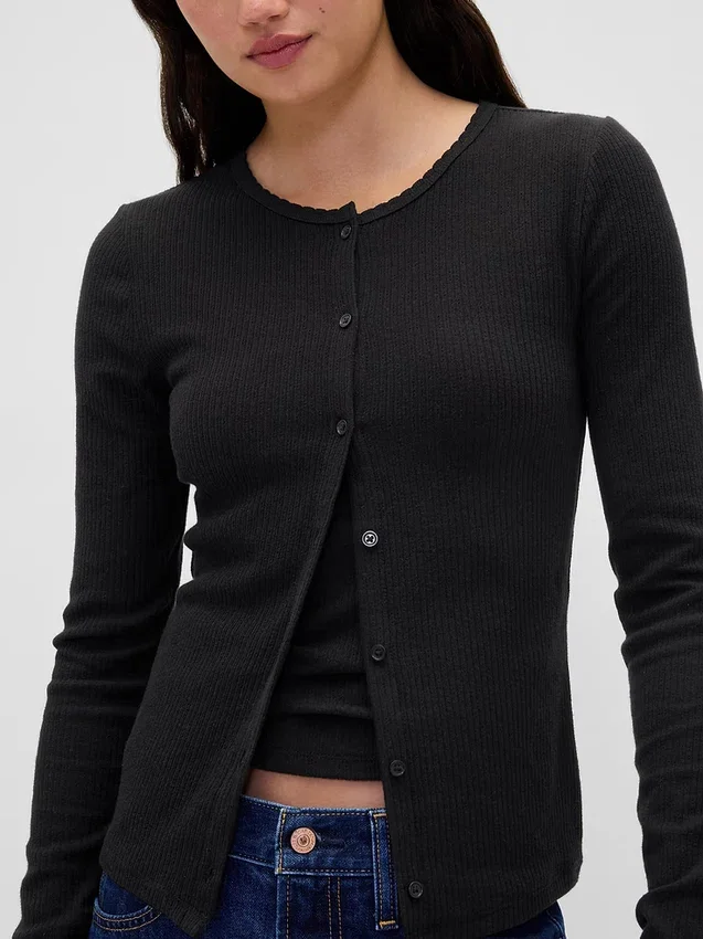 Cardigan de punto Pointelle