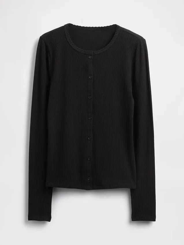 Cardigan de punto Pointelle