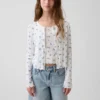 Cardigan infantil de punto acanalado con punto calado