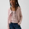 Cardigan infantil de punto acanalado con punto calado