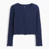 Cardigan infantil de punto acanalado con punto calado