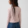 Cardigan infantil de punto acanalado con punto calado