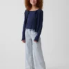 Cardigan infantil de punto acanalado con punto calado