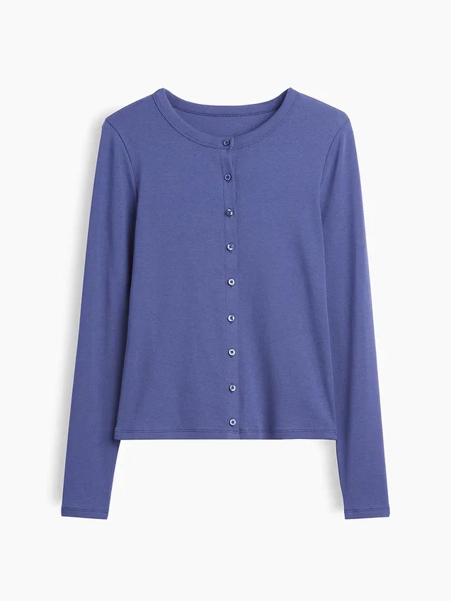 Cardigan moderno de cuello redondo