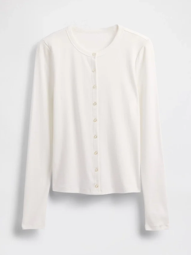 Cardigan moderno de cuello redondo