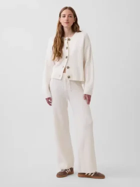 Pantalones de jerséu marrón con punto Shaker de CashSoft