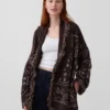 Cardigan tipo chal con flecos de mezcla de algodón