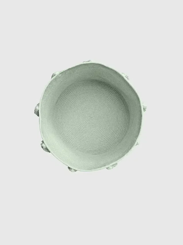 Cesta de Lorena Canals con borlas nuevas en azul salvia