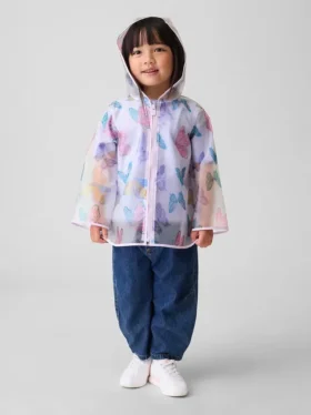 Chamarra impermeable con mariposas para bebés y niños