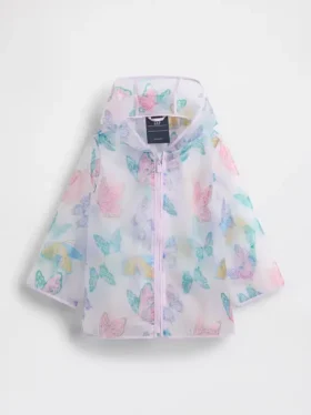 Chamarra impermeable con mariposas para bebés y niños