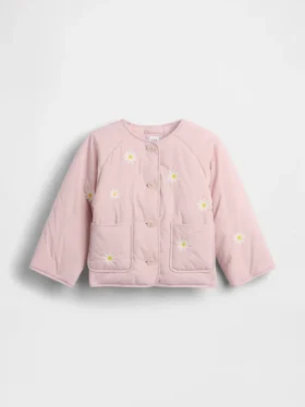 Chaqueta acolchada con bordado floral para bebés y niños