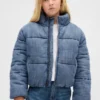 Chaqueta acolchada de mezclilla con forro abrigado para niños