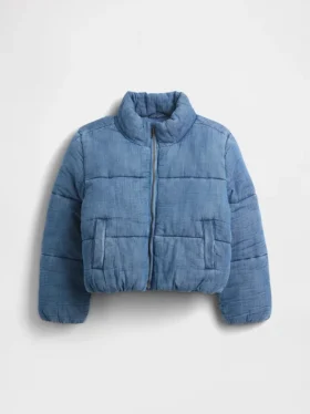Chaqueta acolchada de mezclilla con forro abrigado para niños