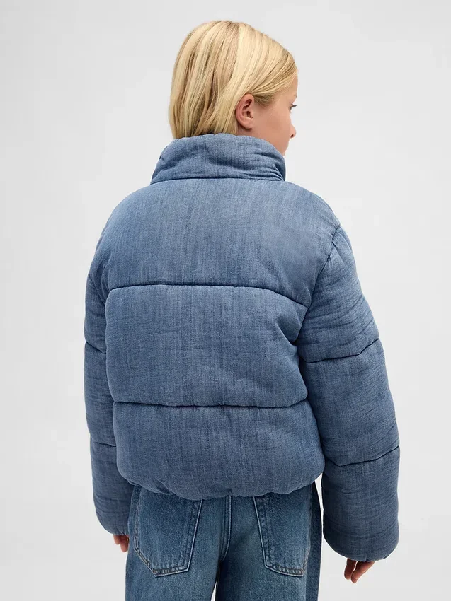 Chaqueta acolchada de mezclilla con forro abrigado para niños