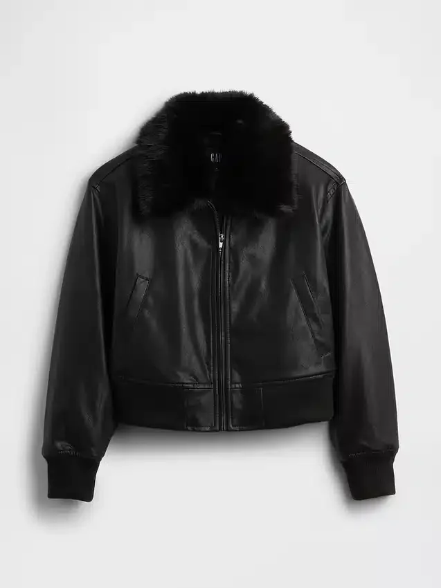 Chaqueta bomber de cuero vegano