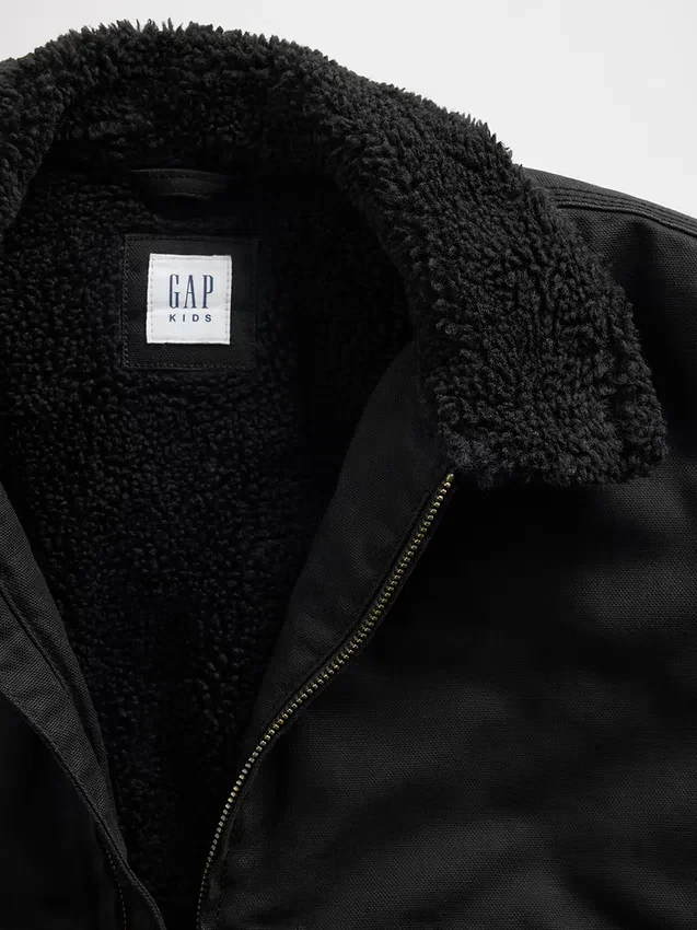 Chaqueta bomber de lona con forro de sherpa para niños