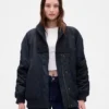 Chaqueta bomber oversize con ribetes de punto