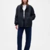 Chaqueta bomber oversize con ribetes de punto