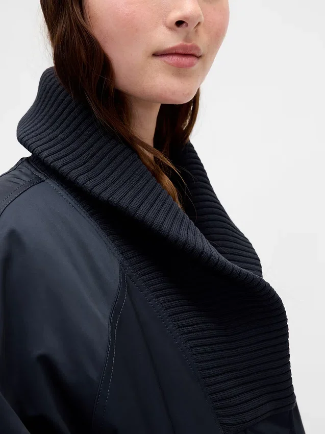 Chaqueta bomber oversize con ribetes de punto