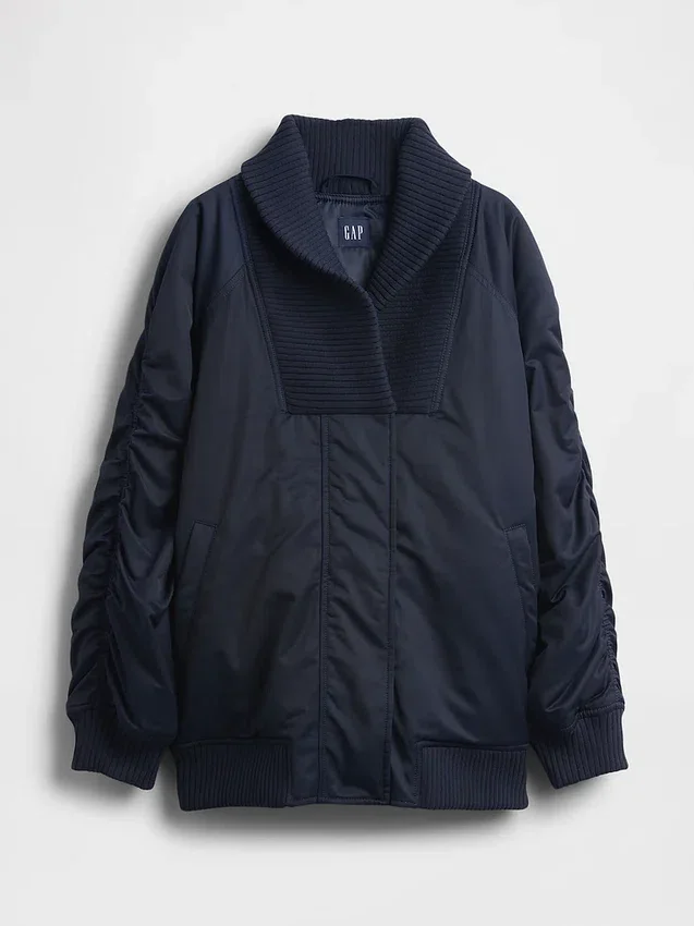 Chaqueta bomber oversize con ribetes de punto