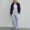 Chaqueta bomber oversize con ribetes de punto