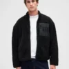 Chaqueta con cremallera de sherpa reciclado y logo extragrande