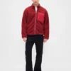 Chaqueta con cremallera de sherpa reciclado y logo extragrande