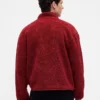 Chaqueta con cremallera de sherpa reciclado y logo extragrande