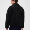Chaqueta con cremallera de sherpa reciclado y logo extragrande