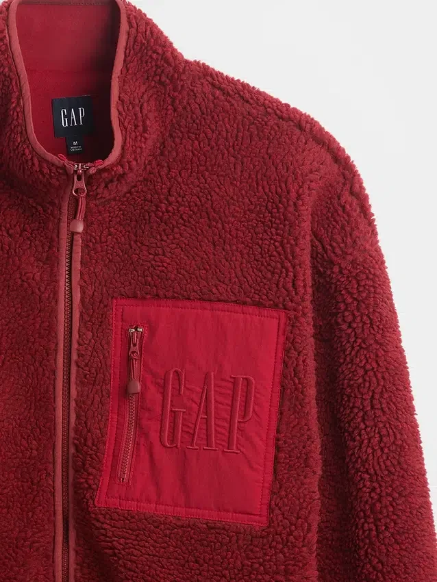Chaqueta con cremallera de sherpa reciclado y logo extragrande