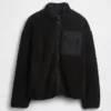 Chaqueta con cremallera de sherpa reciclado y logo extragrande