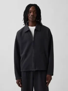 Chaqueta con cremallera oversize de peso pesado para adultos