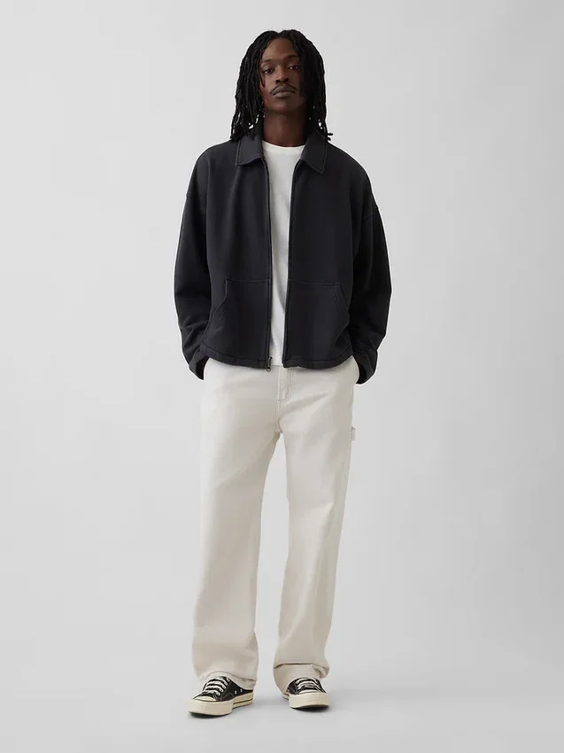 Chaqueta con cremallera oversize de peso pesado para adultos