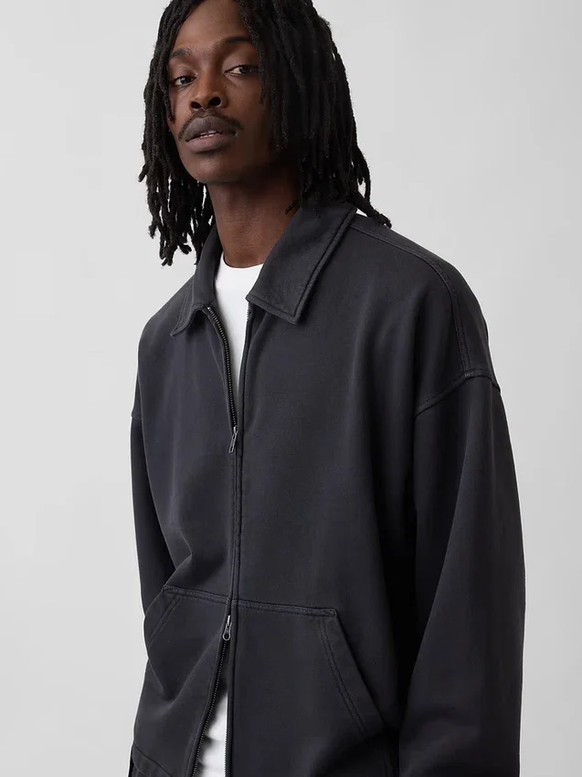 Chaqueta con cremallera oversize de peso pesado para adultos