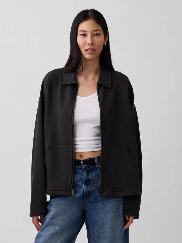Chaqueta con cremallera oversize de peso pesado para adultos