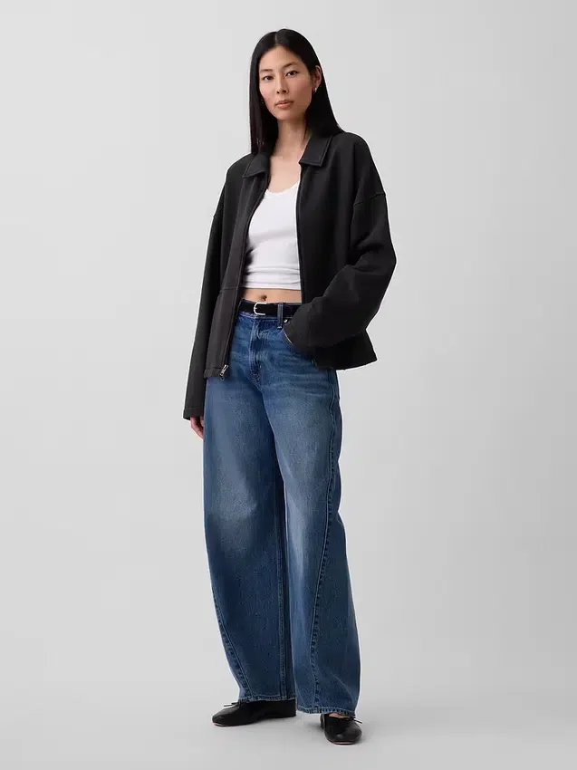 Chaqueta con cremallera oversize de peso pesado para adultos