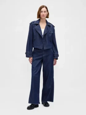 Chaqueta corta tipo trench de mezclilla ultrasuave