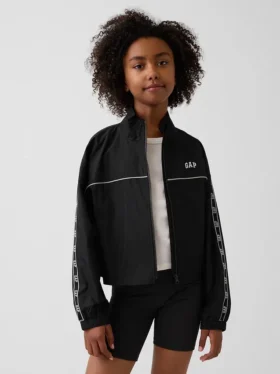 Chaqueta cortavientos con logo de estilo relajado para niños