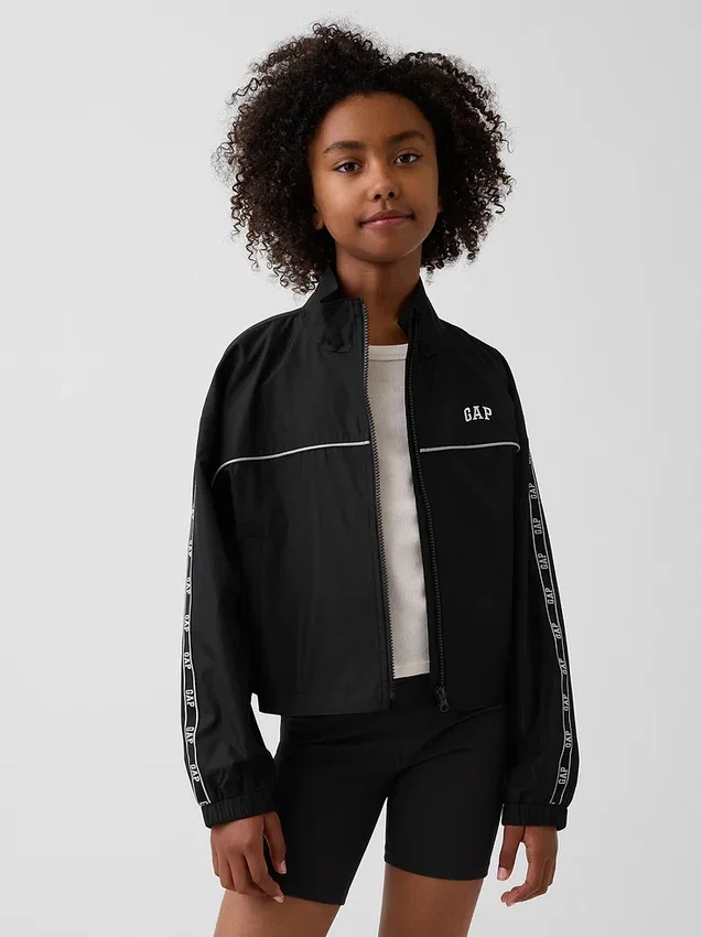 Chaqueta cortavientos con logo de estilo relajado para niños
