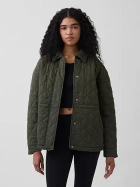 Chaqueta de campo acolchada con cinturón