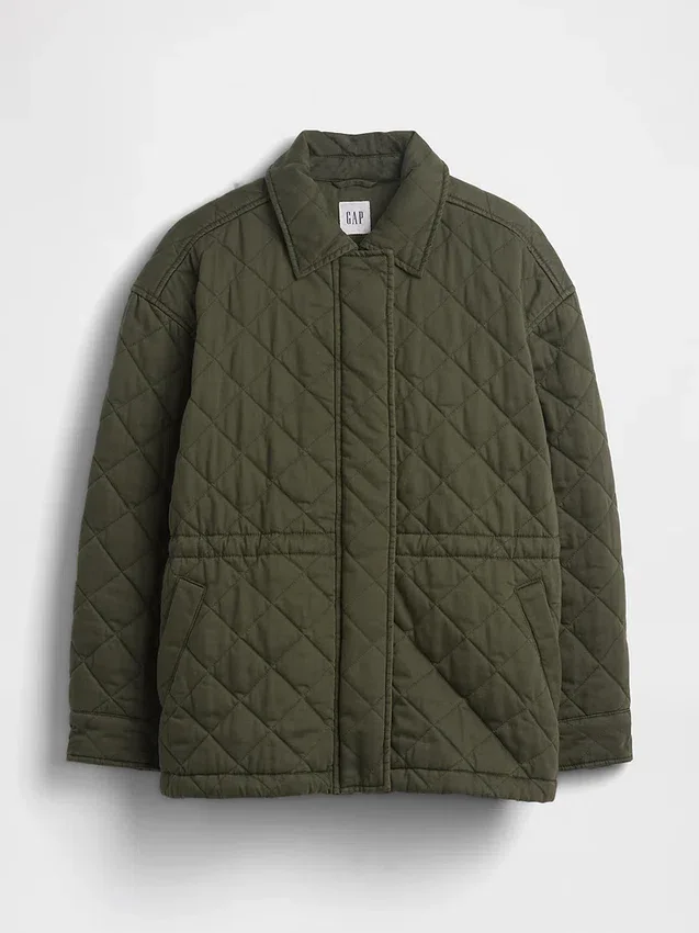 Chaqueta de campo acolchada con cinturón