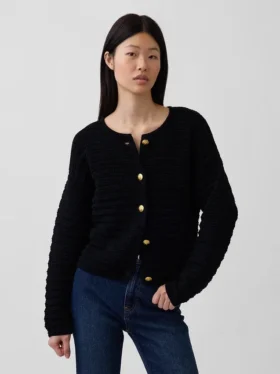Chaqueta de jerséu texturada 100 % algodón